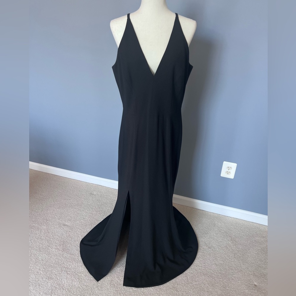 Dress the Population Formal V-Neck Dress W/ Leg Slit